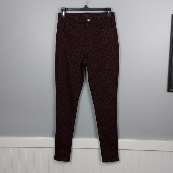 NWOT Red Leopard Print 5 Pocket Jeggings, Medium - Picture 1 of 7
